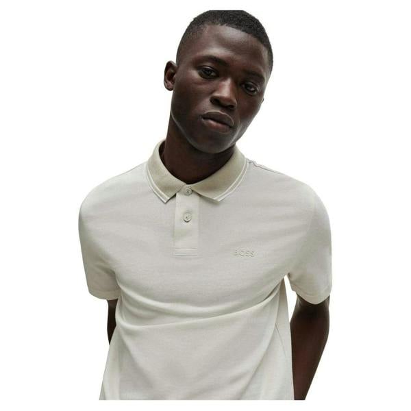 Boss Mens Peoxfordnew Short-Sleeved Polo Shirt - Light Beige - 