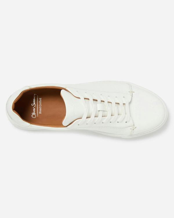 Oliver Sweeney Almada Mens Perforated Leather Trainers - White | CHO | Designer Mens Shoes