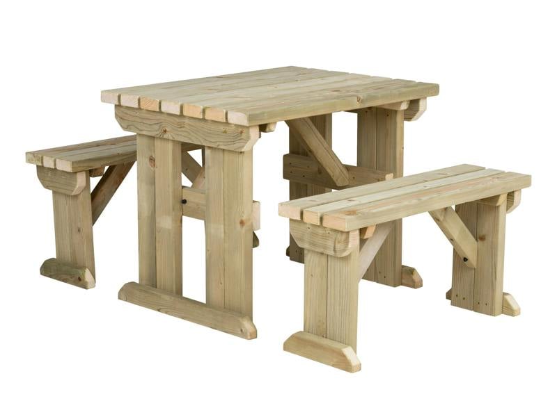 Aspen Picnic Table and Benches Set - Wooden Outdoor Dining Set for Gardens and Patios