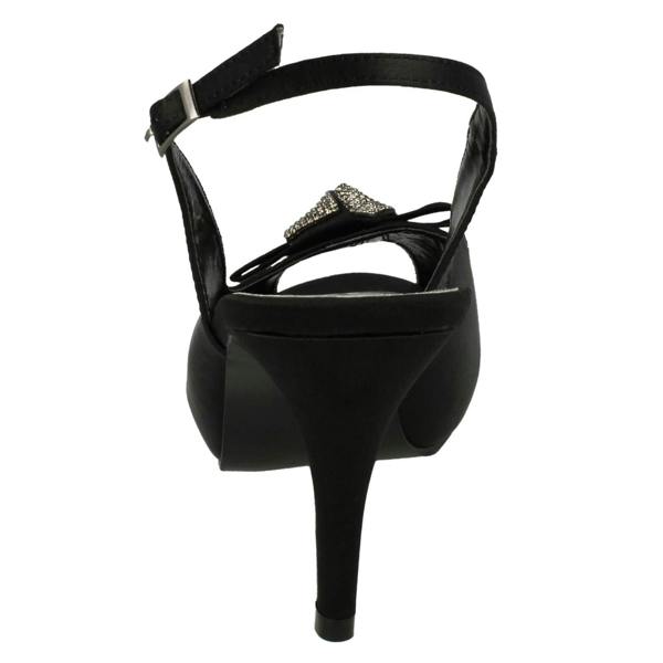 Anne Michelle Ladies Anne Michelle Peep Toe Diamante Bow Court Shoes F10254