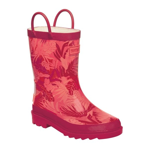 Regatta Great Outdoors Girls Minnow Patterned Wellington Boots - Unicorn/Red Ochre