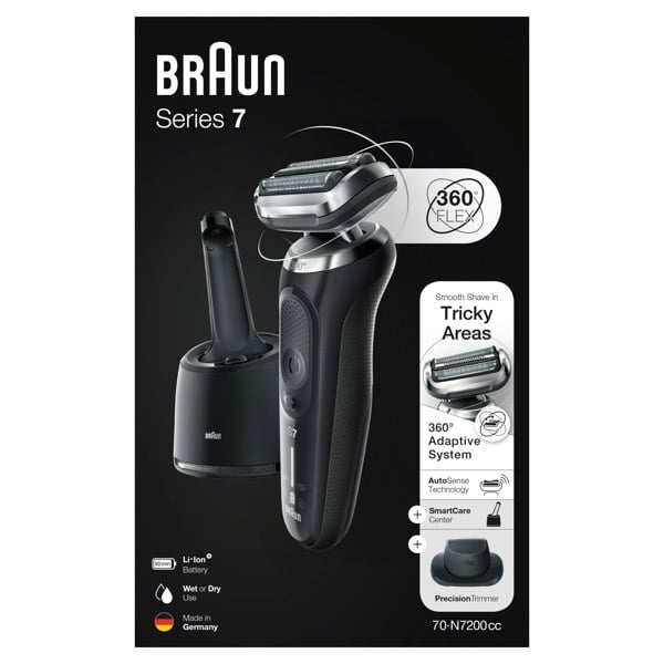 Braun Series 7 70-N7200cc Electric Shaver with Precision Trimmer, SmartCare Center - Black