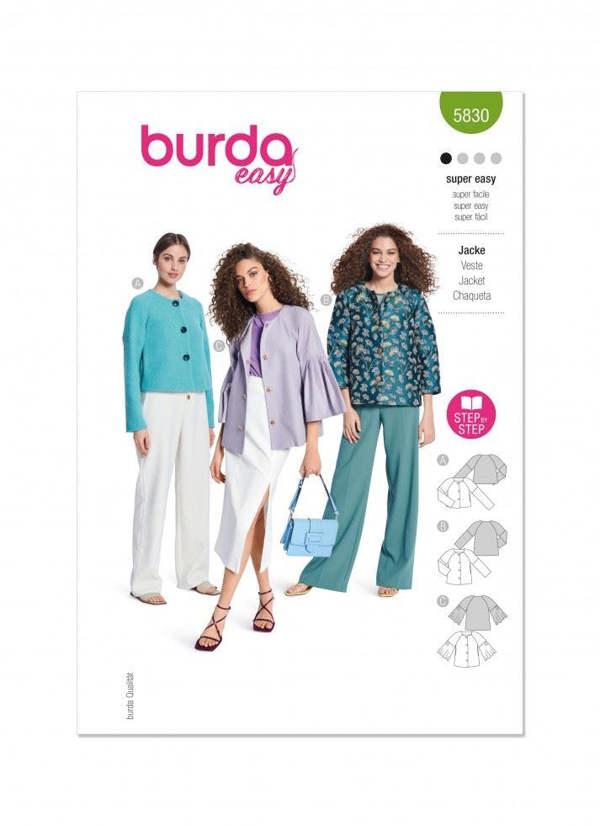 Burda Sewing Pattern 5830 Jackets For Women, 8-22 (34-48) - Easy