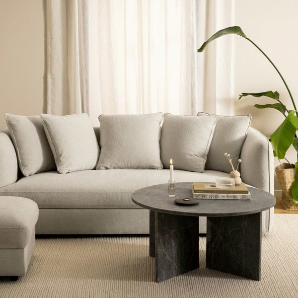 Furniture To Go Vega Round Coffee Table with Marron Marble Top 90cm