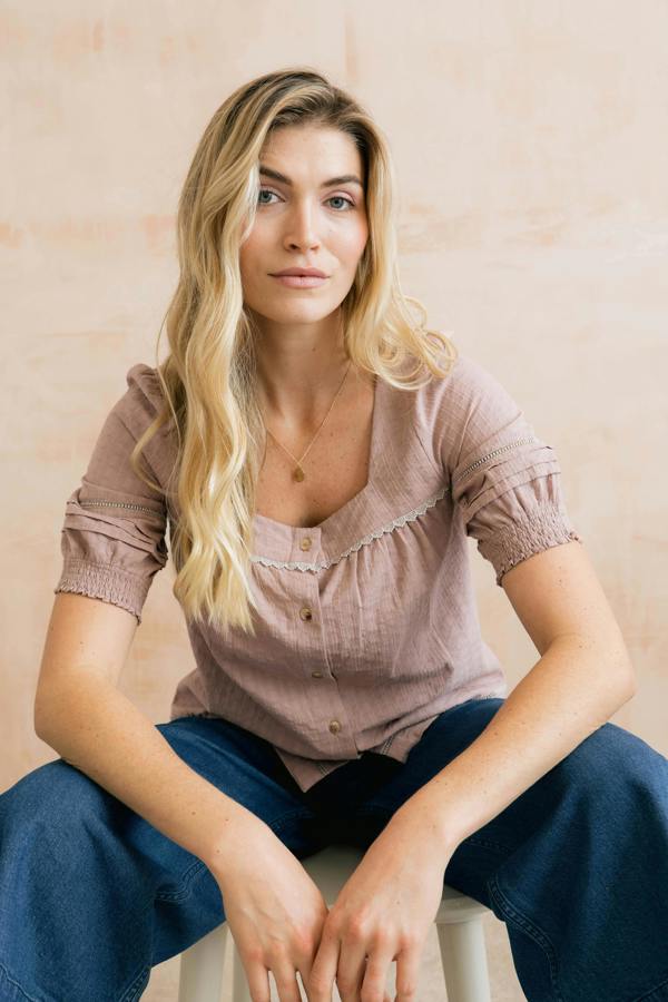 Poppy Plain Cotton Blouse Soft Pink