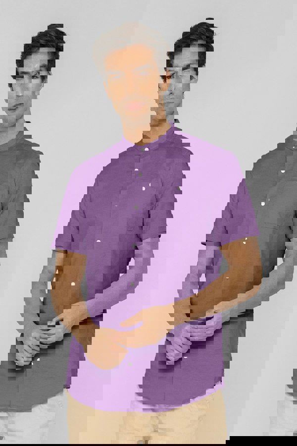 ENORSIA Mens Slim Fit Stand Up Collar Shirt