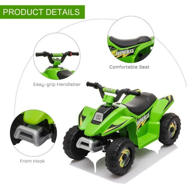 6V Kids Electric Toy Car Forward Reverse Functions for Toddlers aged 18-36 months, Green