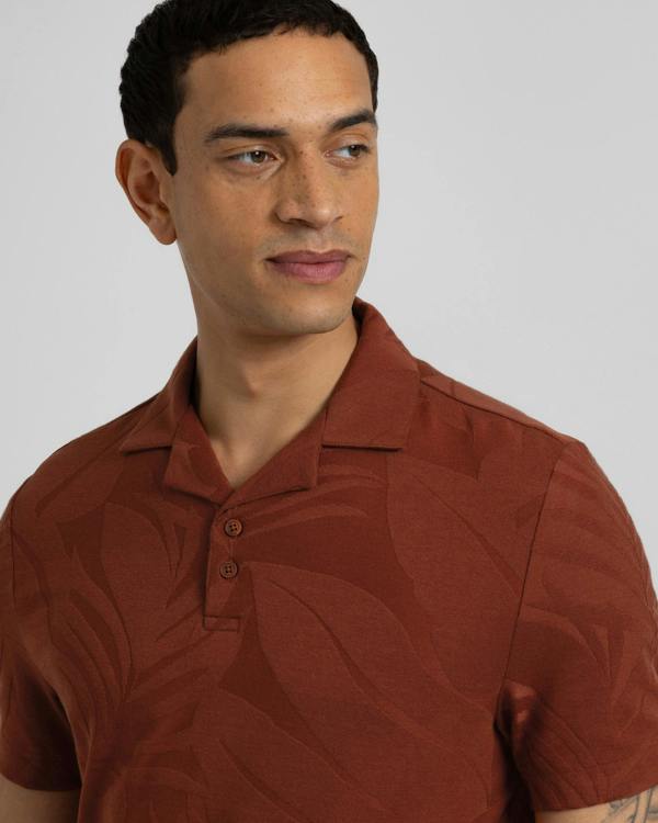 Steel & Jelly Healey - Large Floral Transfer Jacquard Polo Shirt