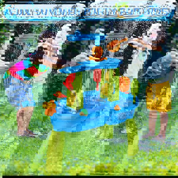 deAO Toys deAO 3-Tier Sand and Water Play Table – Kids' Outdoor Activity Set with Lid & 10+ Beach Accessories