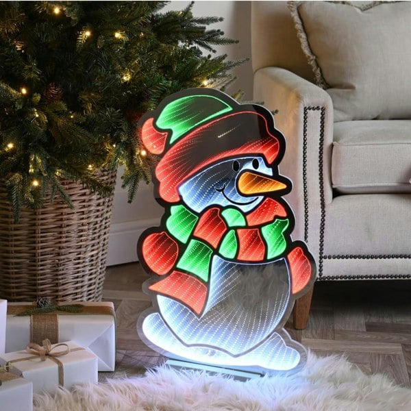 Samuel Alexander 60cm Light up Snowman Infinity Christmas Decoration with Red, White and Green LEDs