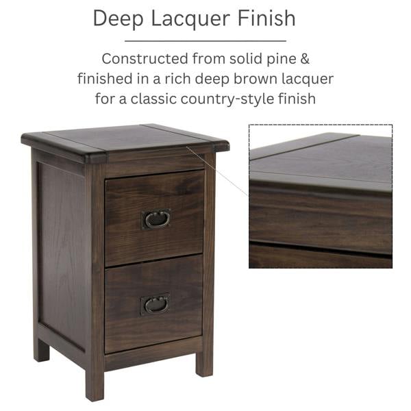 Core Products Set of 2 Boston Petite 2-Drawer Rustic Brown Lacquered Bedside Cabinets