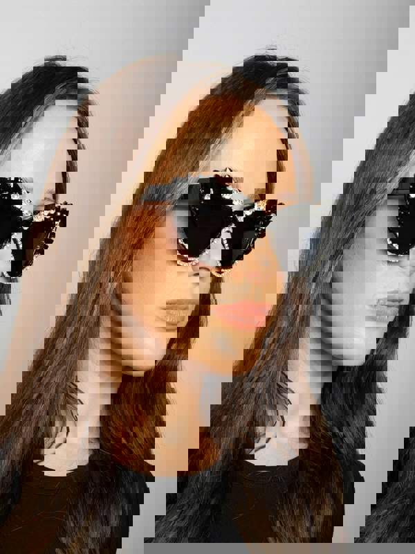 SVNX Cateye Sunglasses with Black and Silver crystals