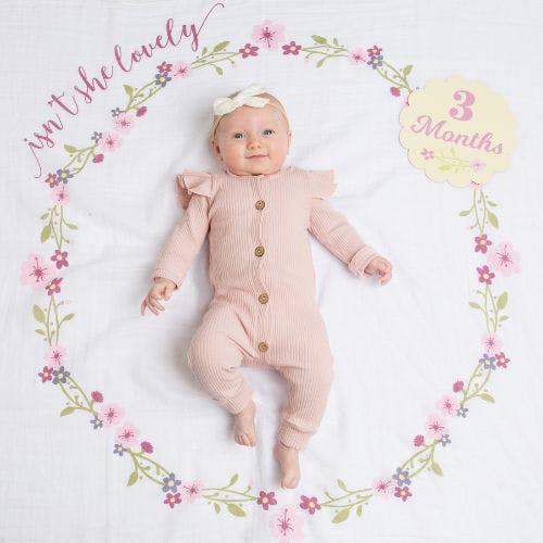 Lulujo - Baby's First Year Gift Set - Cotton Swaddle & Cards - Isn't She Lovely