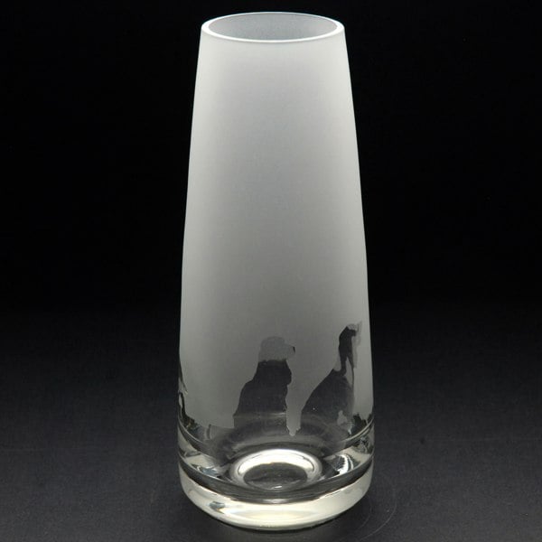 Glyptic Glass Art Cocker Spaniel Dog Glass Bud Vase - Hand Etched/Engraved Gift