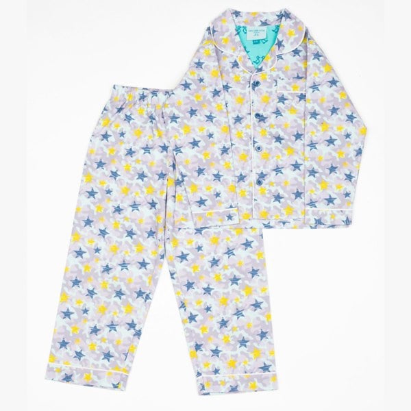 Luca and Rosa Shining Stars Print Boys Button Up Pyjamas