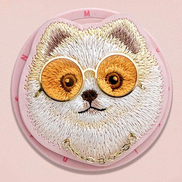 Nimmy Friends Nimmy Glass Cool Dog Face Case with Detachable MagSafe Grip Stand for iPhone 17 Pro Max 6.9" Pink - N-YJKM-CXZJ-IP17-PRO-MAX-031