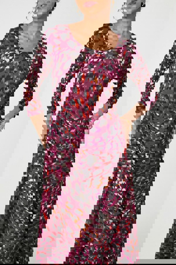 Red | Animal Print Hanky Hem Jersey Dress
