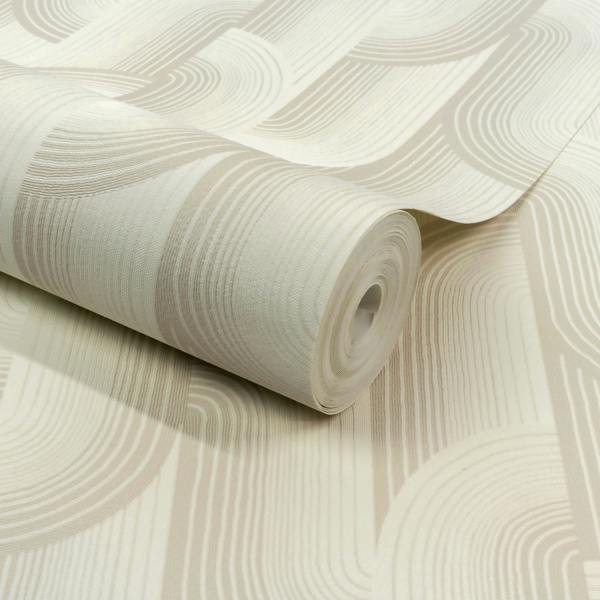 Grandeco Boutique Romaine Art Deco Luxury Weight Embossed Wallpaper, Ivory