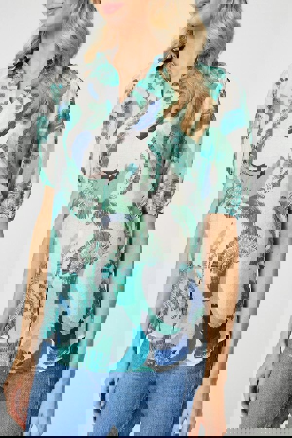 Green | Abstract Print 1/2 Sleeve Blouse