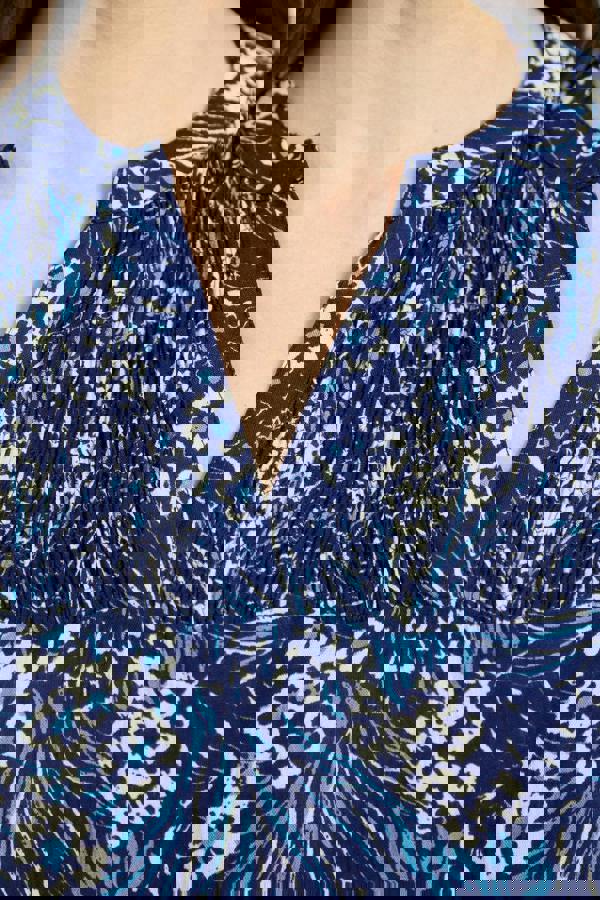 Mudflower Floral Print Lightweight Shirred Bodice Top