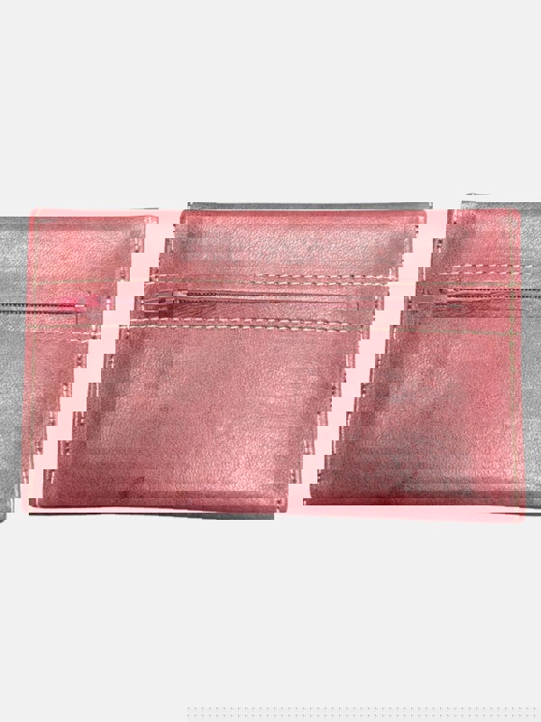 Berber Leather Small Leather Tri-Fold Purse Dark Red