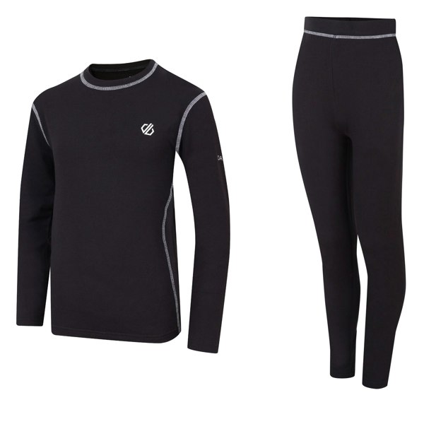 Dare 2B Childrens/Kids Pow II Plain Base Layer Set - Black