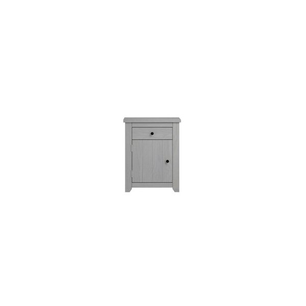 Wyld Haus Tralee Panelled Grey Washed Wooden Bedside Cabinet 1 Drawer 1 Door