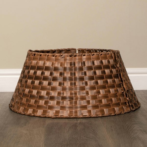Samuel Alexander 40/58cm Samuel Alexander Medium KD Plastic Wicker Rattan Woven Christmas Tree Skirt in Brown