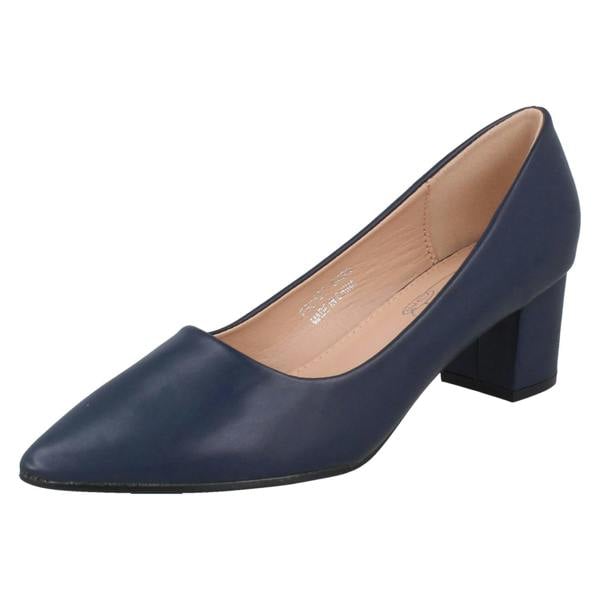 Spot On Ladies Spot On Mid Block Heel Pointed Toe Court Shoes F90127