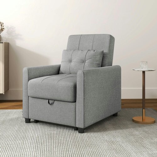 Wyld Haus Vayopa Linen Look Light Grey Single Sleeper Chair