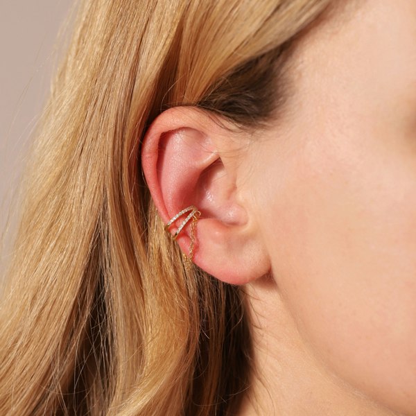 Gold Trip Double Chain Drop Ear Cuff