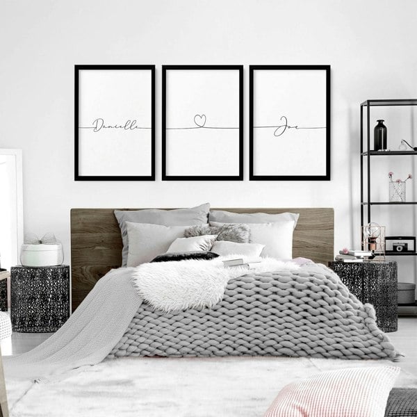 Customized valentines gift | set of 3 Bedroom wall art