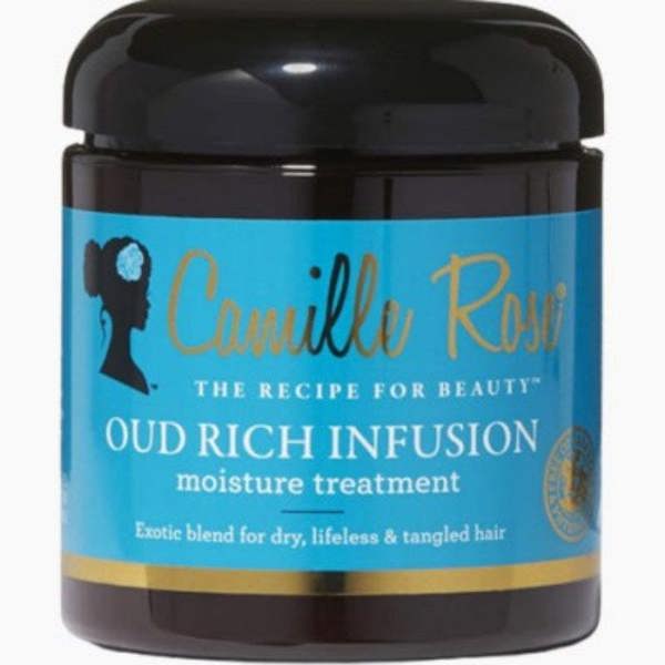 Camille Rose Oud Rich Infusion moisture treatment jar on a white background