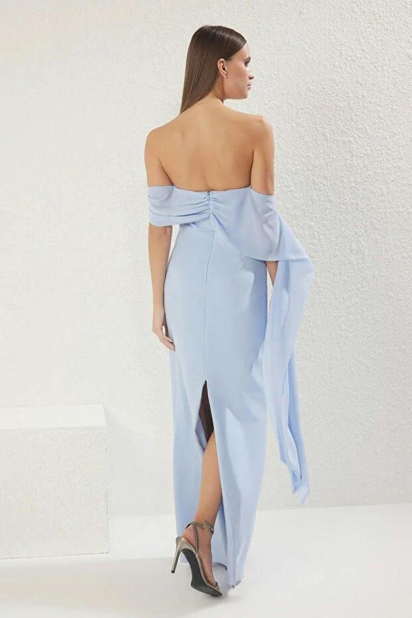 Carmen Neckline Long Evening Gown