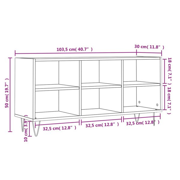 Berkfield TV Cabinet Grey Sonoma 103.5x30x50 cm Engineered Wood