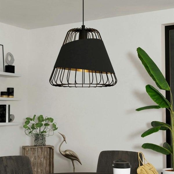 EGLO Austell Black And Gold Wireframe Pendant Light