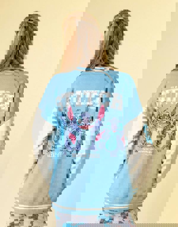 Disney Girls Blue Stitch Varsity Jacket