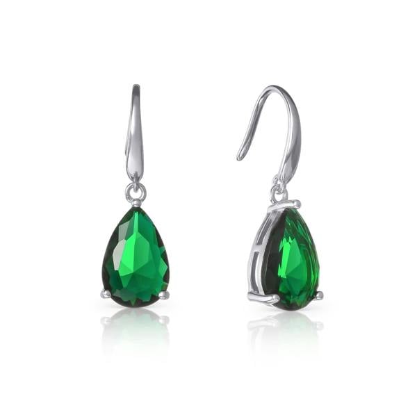 namana 925 Sterling Silver Green Pear Drop Earrings
