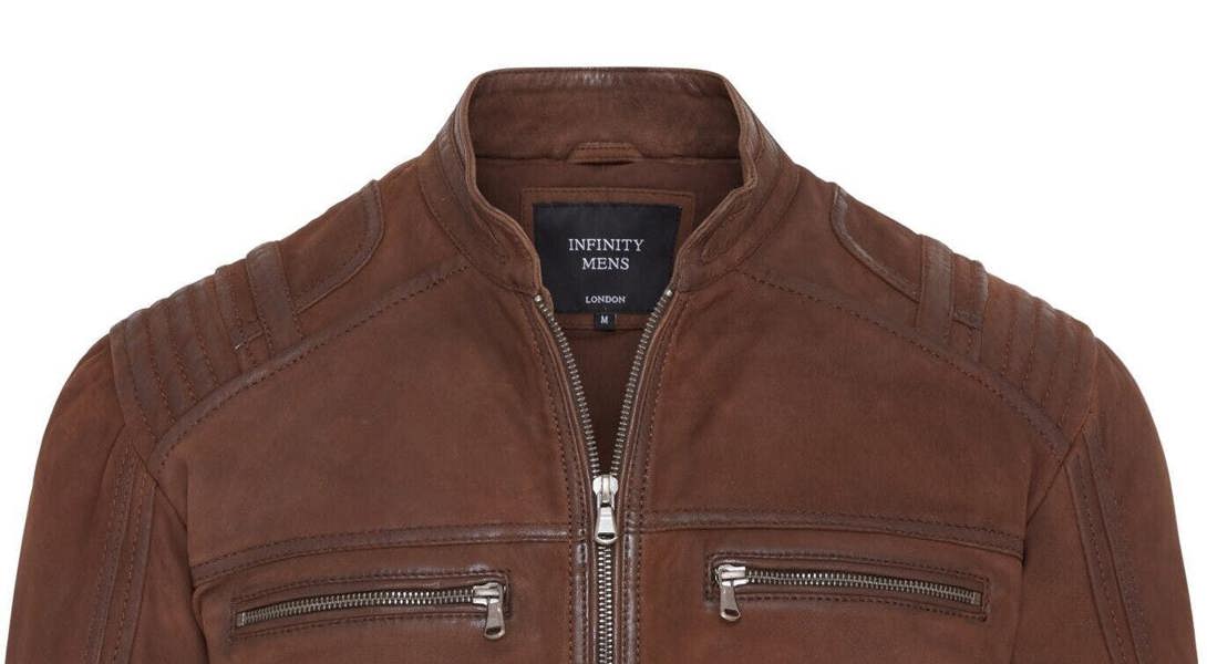 Infinity Leather Mens Buff Leather Cafe Racer Biker Jacket - Jinan