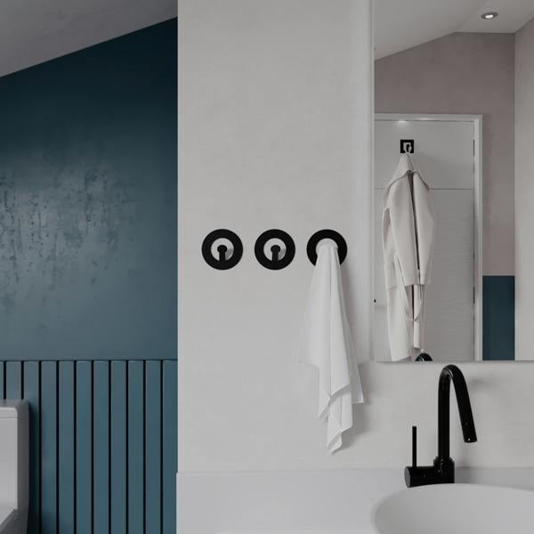 Decortie Modern Kaly Unique Metal Round Triple Matte Black Hooks for Hanging, Set of-3 Hooks Kitchen, Waterproof, Stainless Steel