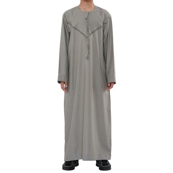 HM10 - Boy's Thobe Emirati Omani Zipped Jubba - Beige - Thobez - 1
