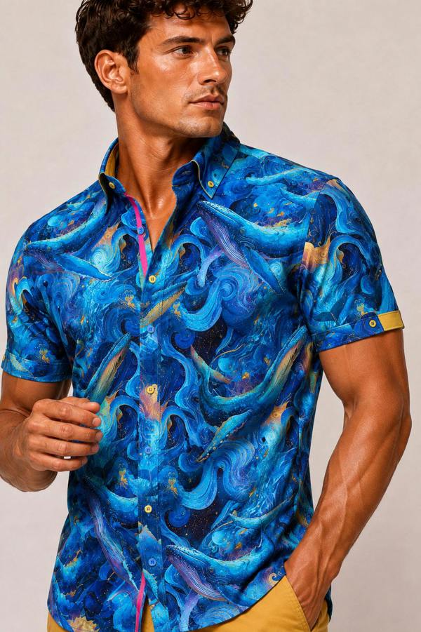 CLS2644 Blue Whales - Claudio Lugli Shirts