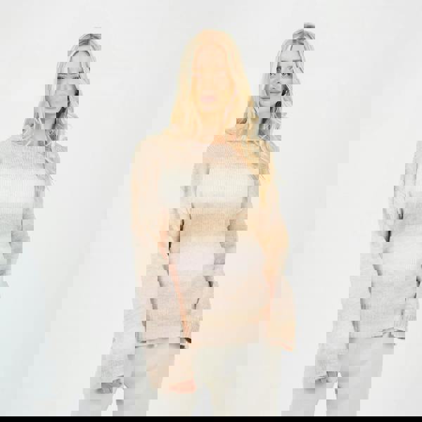 Brave Soul Stone Crew Neck Space Dye Knitted Jumper - Stone Image 1