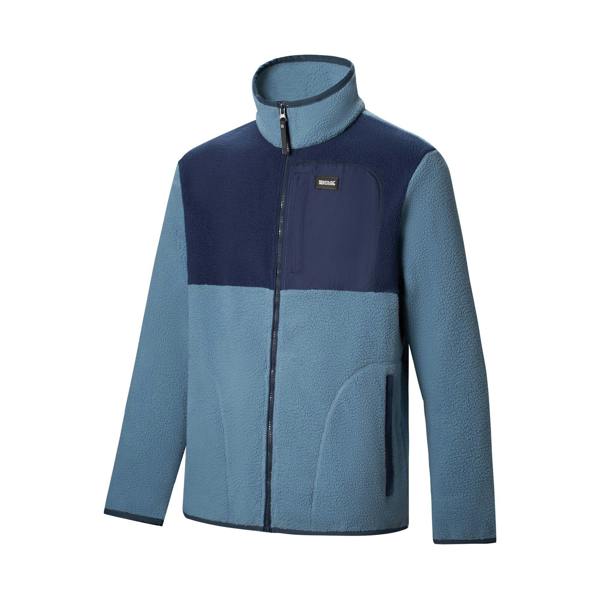 Regatta Mens Frankie Colour Block Borg Fleece Jacket - Grey Mirage/Navy