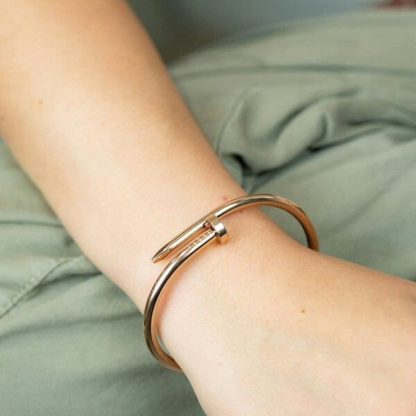 The Colourful Aura 18ct Plated Handmade Nail Luxury Cuff Arm Bangle Bracelet - Rose Gold - Rose Gold