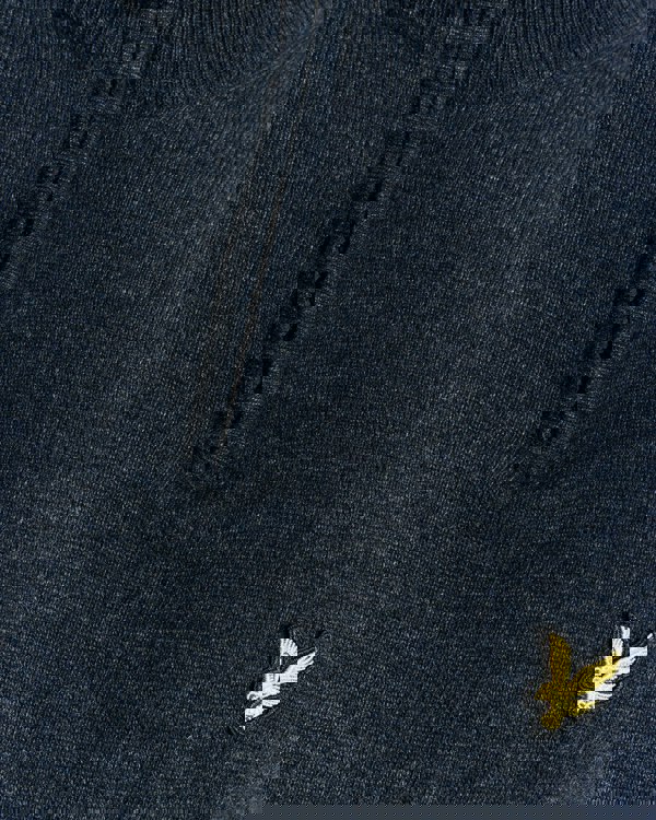 Lyle & Scott Lambswool Blend Quarter Zip Jumper - Z56 Dark Navy Marl