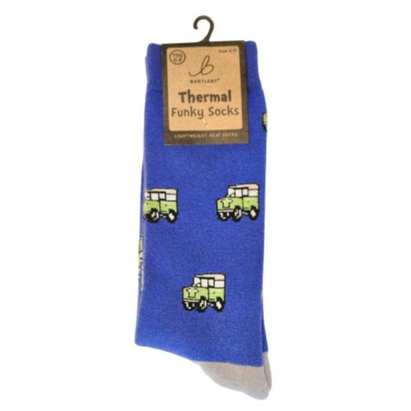 Bartleby Land Rover Thermal Novelty Socks a great gift idea for farmers and 4x4 lovers