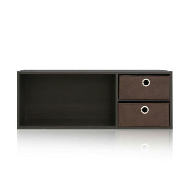 WALPLUS Stylish /BR Wall-mounted Storage or Desk Hutch with 2 Bin Drawers, Espresso/Brown for Study Room - SKU 10005EX