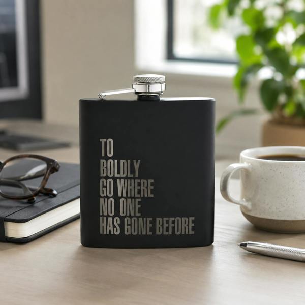 Widdop & Co Star Trek "Boldly Go" Stainless Steel Hip Flask Black