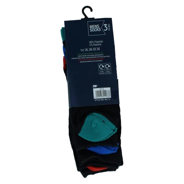 RJM Mens RJM 3 pack Contrast Heel & Toe Socks SK173